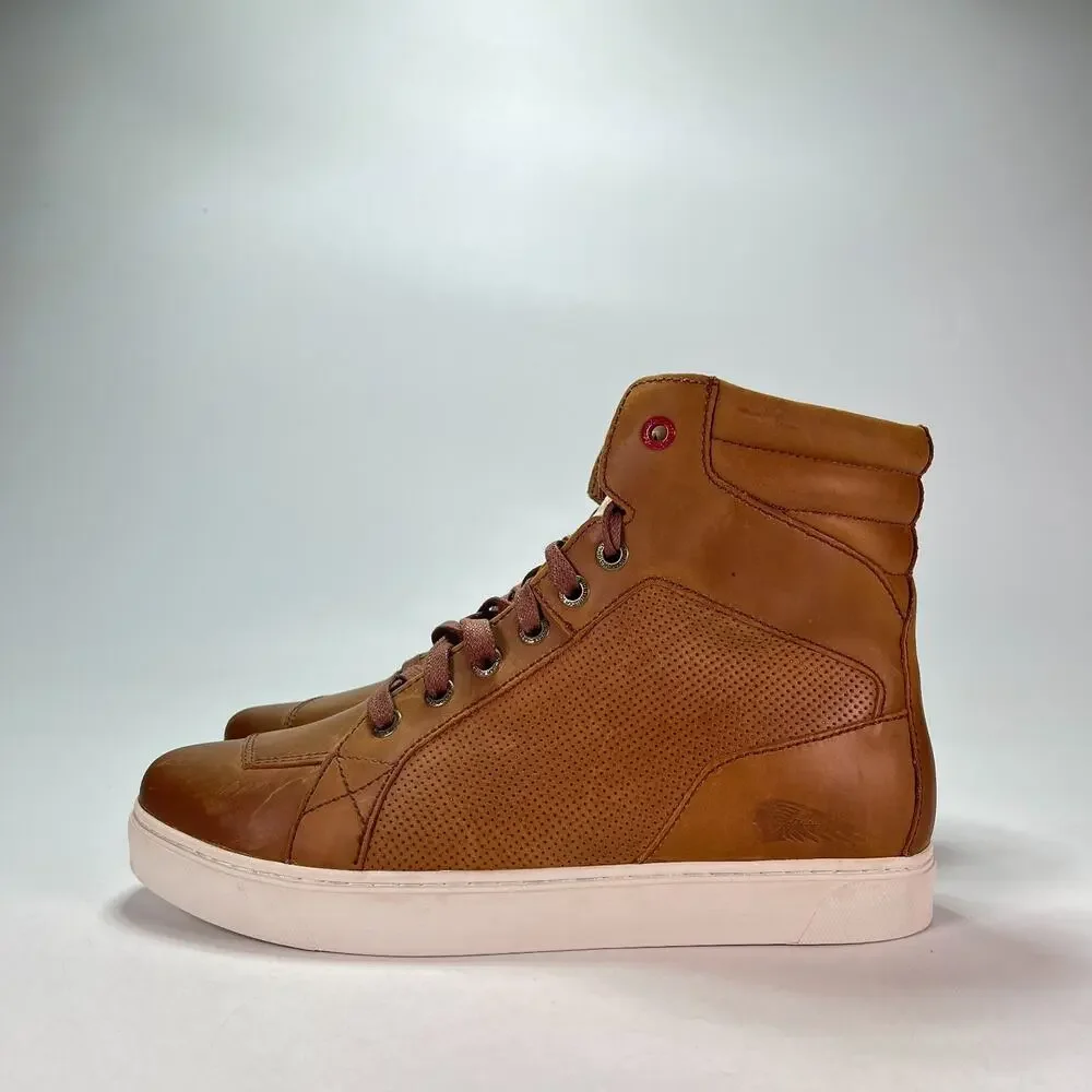 Indian Motorcycle Brown Tan Leather Boyd High Top Sneakers 2860665 Mens Size 12